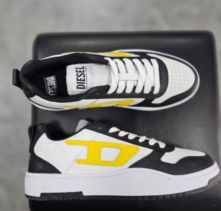 Diesel Mens S-Ukiyo V2 Low Black and Yellow Sneaker – Limited