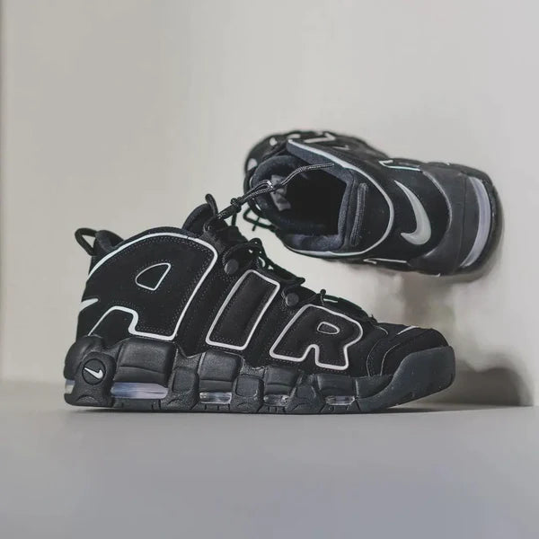 Nike air uptempo black and white on sale