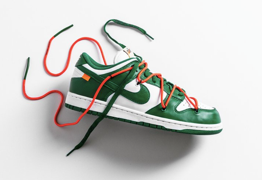 Off-white x nike dunk low pine green where to buy hot sale