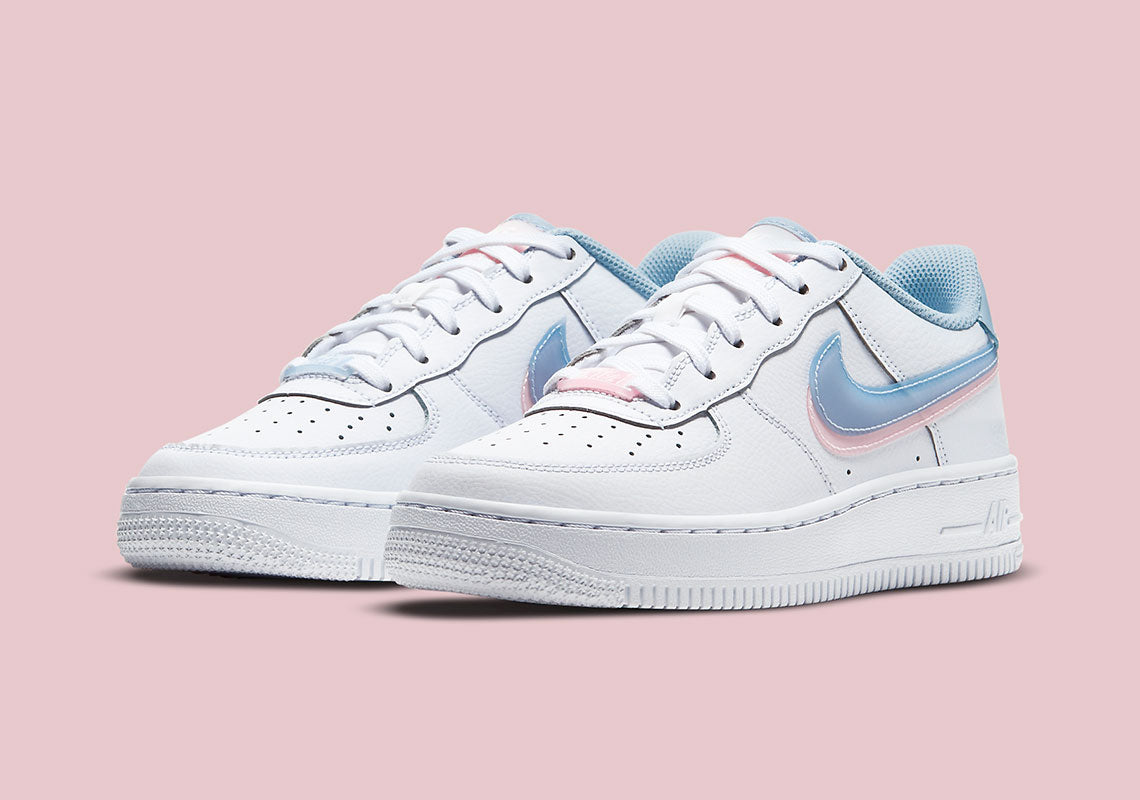 White Air Force Double Swoosh Blue Pink Double Swoosh Nike Air
