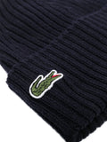Lacoste Unisex Ribbed Logo Beanie Black