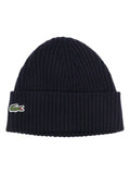 Lacoste Unisex Ribbed Logo Beanie Black