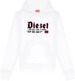 Diesel mens S-ginn-hood-k45 White Sweatshirt