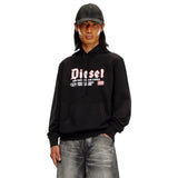 Diesel mens S-ginn-hood-k45 Black Sweatshirt