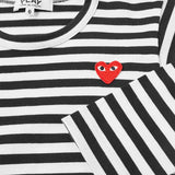 Comme Des Garçons Play heart patch striped tshirt