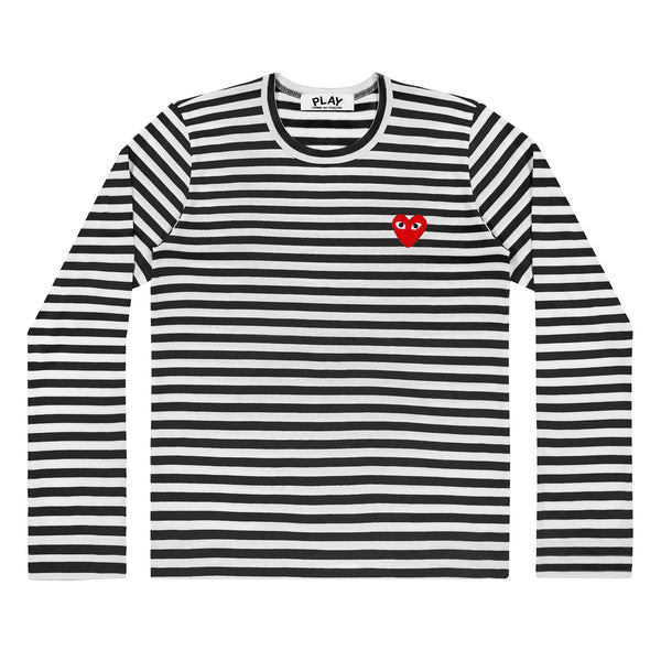 Comme Des Garcons Play heart patch striped tshirt Limited Supply ZA