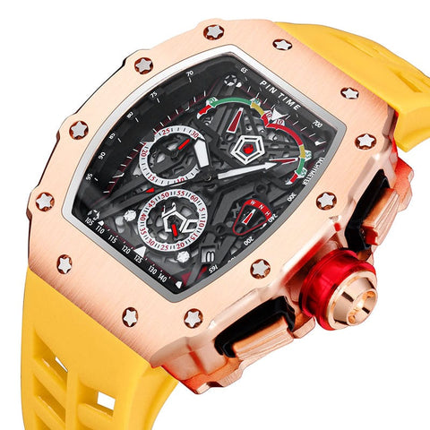 Pin. Time Watch PINTIME Quartz Luxury Chronograph Watch - Yellow – Limited Supply ZA