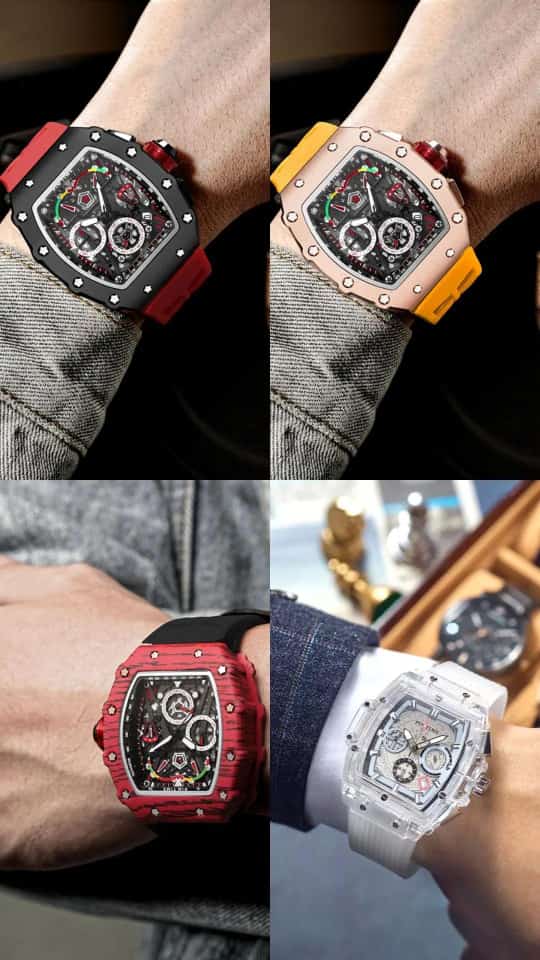 Pin. Time Watch PINTIME Quartz Luxury Chronograph Watch - Red (Black Strap) – Limited ...