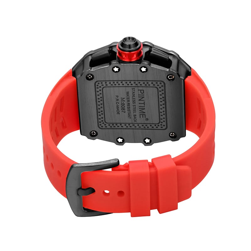 Pin. Time Watch PINTIME Quartz Luxury Chronograph Watch - Black (Red Strap) – Limited ...