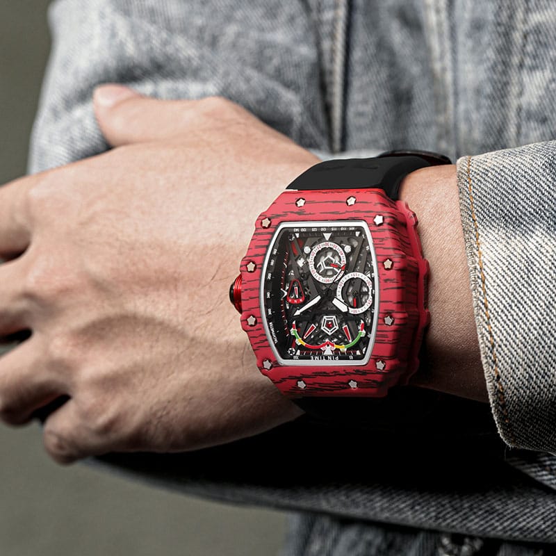 Pin. Time Watch PINTIME Quartz Luxury Chronograph Watch - Red (Black Strap) – Limited ...