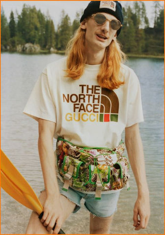 BRAND NEW GUCCI x THE NORTH FACE Logo T-shirt SIZE S OVERSIZE BLACK YELLOW