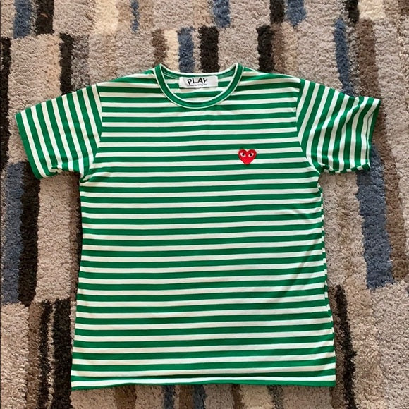 Cdg striped shirt short sleeve best sale