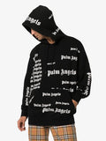 Palm Angels All Over Logo Print Cotton Hoodie